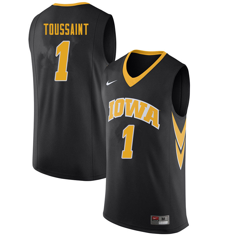 Men #1 Joe Toussaint Iowa Hawkeyes College Basketball Jerseys Sale-Black - Click Image to Close
